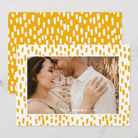 Golden Oranje Dashing Photo Lijst Holiday Kaart (Voorkant / Achterkant)