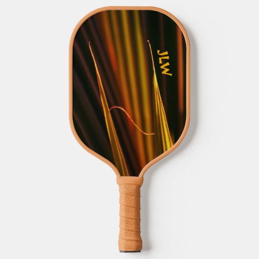 Golden Oranje en Black Palm Fronds gepersonaliseer Pickleball Paddle (Voorkant)