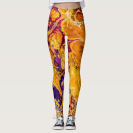 Golden Oranje en Paarse fractale kunst Leggings