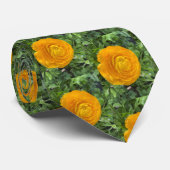 Golden Oranje Floral Stropdas (Opgerold)