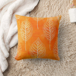 Golden Oranje Leaf Pattern Pillow Kussen
