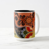 Golden Oranje Paisley Pattern Coffee Mok (Voorkant rechts)