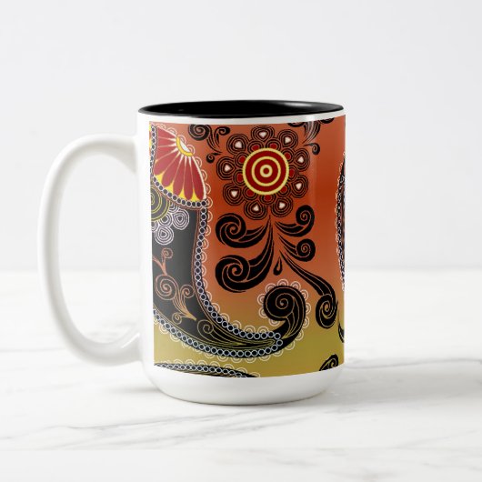 Golden Oranje Paisley Pattern Coffee Mok (Links)