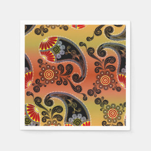 Golden Oranje Paisley Pattern Napkins Servet