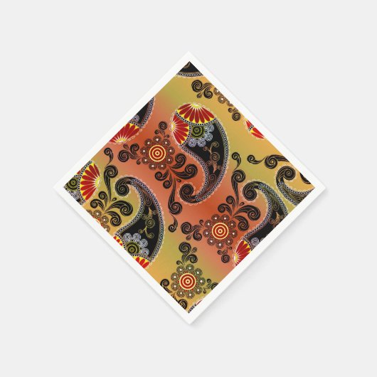 Golden Oranje Paisley Pattern Napkins Servet (Hoek)