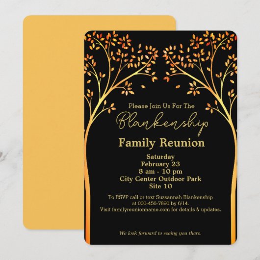 Golden Oranje Tree Family Reunion Uitnodiging (Voorkant / Achterkant)