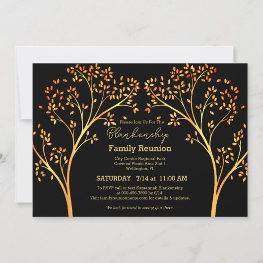 Golden Oranje Tree Family Reunion Uitnodiging (Voorkant)
