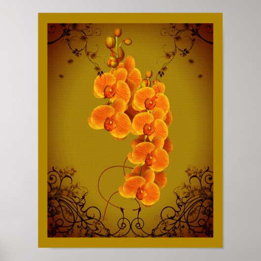 Golden Orchids Floral Art Poster (Voorkant)