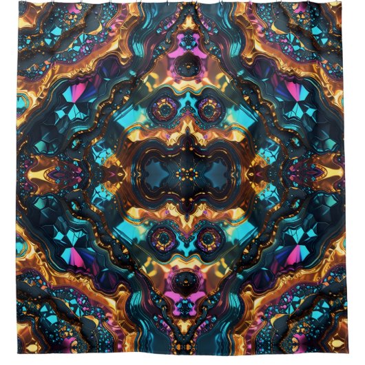 Golden Ore Veins met glanzende Pareltjes Douchegordijn (Voorkant)