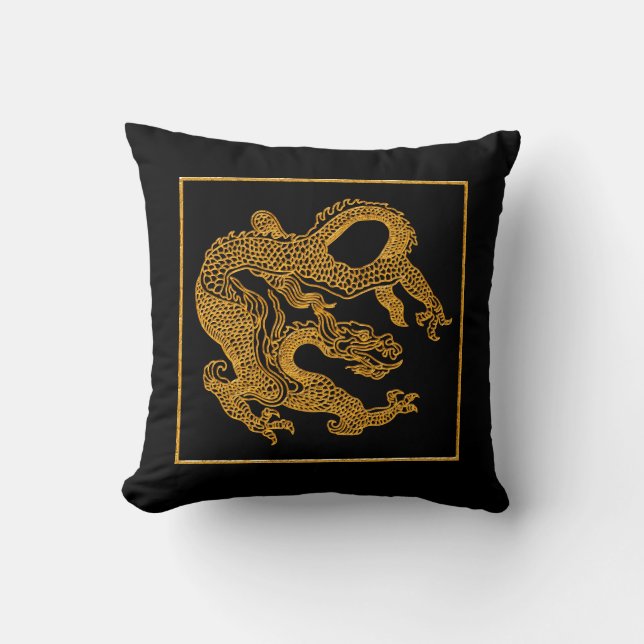 Golden oriental dragon 01 kussen (Voorkant)