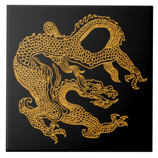 Golden oriental dragon 01 tegeltje (Voorkant)