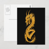 Golden oriental dragon 02 briefkaart (Voorkant / Achterkant)