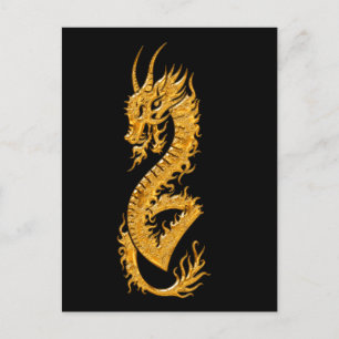 Golden oriental dragon 02 briefkaart