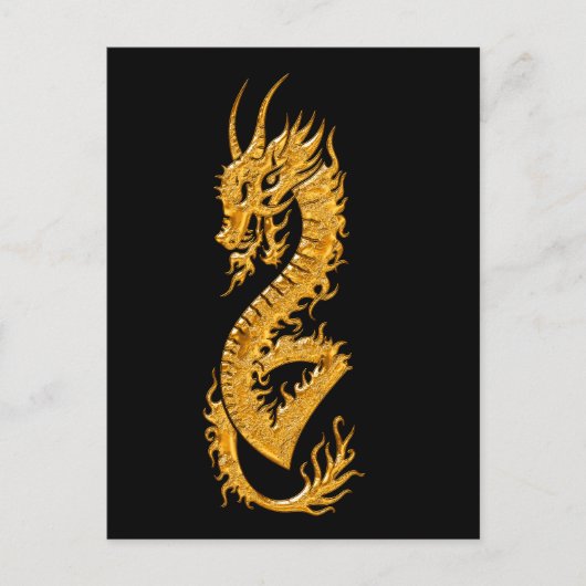 Golden oriental dragon 02 briefkaart (Voorkant)