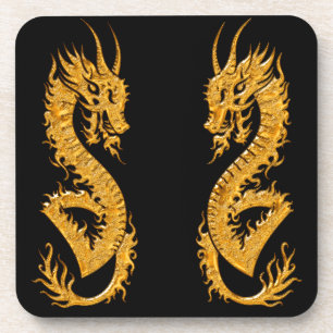 Golden oriental dragon 02 drankjes onderzetter