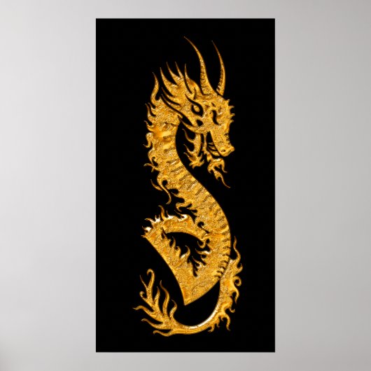 Golden oriental dragon 02 (links) poster (Voorkant)
