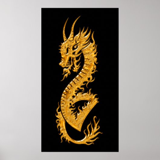 Golden oriental dragon 02 (rechts) poster (Voorkant)