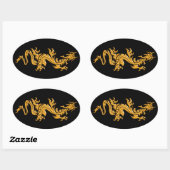 Golden oriental dragon 03 ovale sticker (Vel)