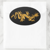 Golden oriental dragon 03 ovale sticker (Tas)