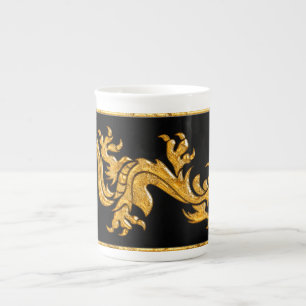 Golden oriental dragon 03 porselein kop