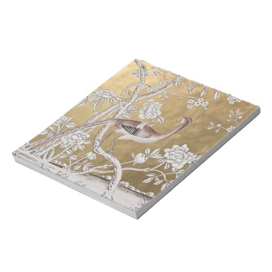 Golden Oriental Tea Garden met subtiele pauw Notitieblok (Linkerzijde)