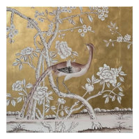 Golden Oriental Tea Garden met subtiele pauw