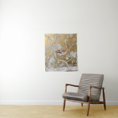 Golden Oriental Tea Garden met subtiele pauw Wandkleed (In situ)