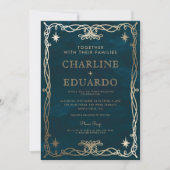 Golden Ornament Celestial Fantasy Ivy Bruiloft Kaart (Voorkant)