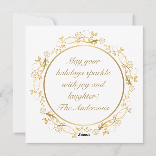 Golden ornament cirkel lijst kerstkaart (Achterkant)