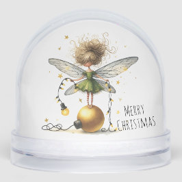 Golden Ornament Fairy Holiday Card Sneeuwbol