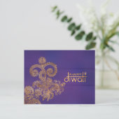 Golden Ornament Happy Diwali-Briefkaart Briefkaart (Staand voorkant)
