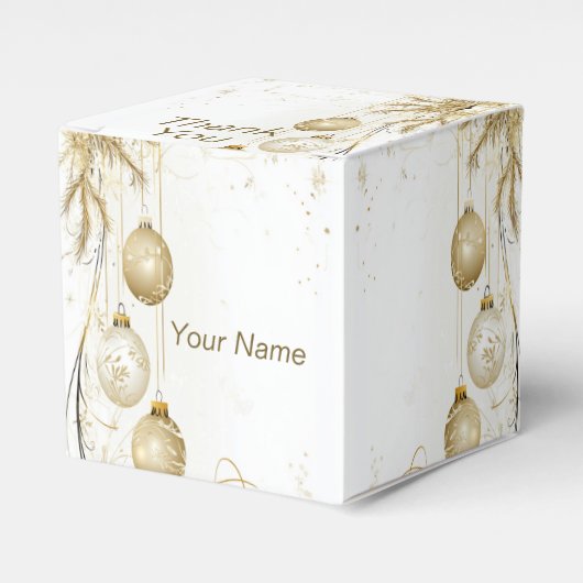 Golden Ornament Kerstfeest Elegant Bedankdoosjes (Voorkant Zijde)