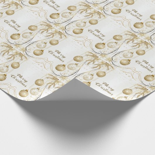 Golden Ornament Kerstfeest Elegant Cadeaupapier (Hoek)