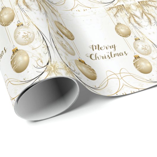 Golden Ornament Kerstfeest Elegant Cadeaupapier (Rol Hoek)