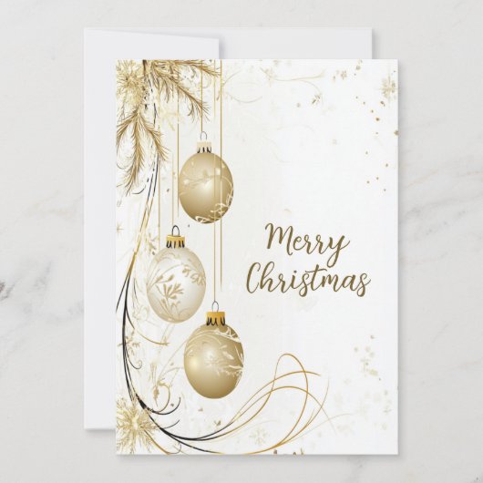 Golden Ornament Kerstfeest Elegant Feestdagenkaart (Voorkant)