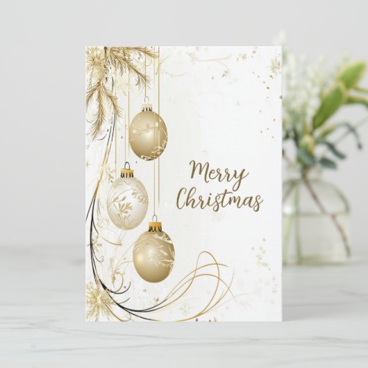 Golden Ornament Kerstfeest Elegant Feestdagenkaart (Staand voorkant)