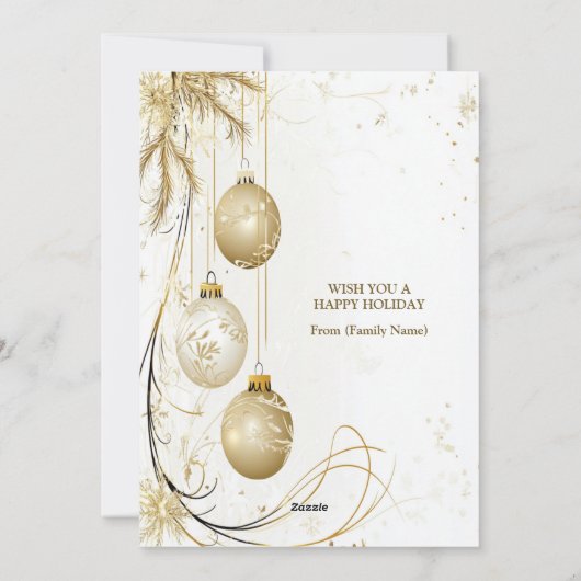 Golden Ornament Kerstfeest Elegant Feestdagenkaart (Achterkant)