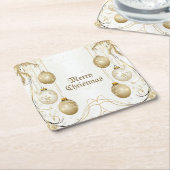 Golden Ornament Kerstfeest Elegant Kartonnen Onderzetters (Schuin)