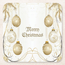 Golden Ornament Kerstfeest Elegant Kartonnen Onderzetters