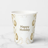 Golden Ornament Kerstfeest Elegant Papieren Bekers (Achterkant)
