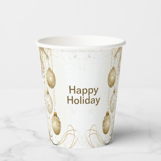 Golden Ornament Kerstfeest Elegant Papieren Bekers (Achterkant)