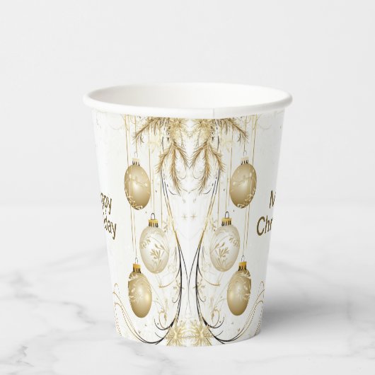 Golden Ornament Kerstfeest Elegant Papieren Bekers (Rechts)