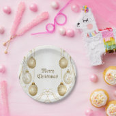 Golden Ornament Kerstfeest Elegant Papieren Bordje (Feest)