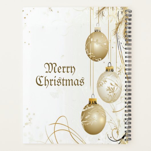 Golden Ornament Kerstfeest Elegant Planner (Achterkant)