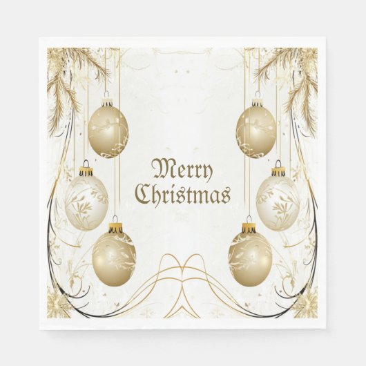 Golden Ornament Kerstfeest Elegant Servet (Voorkant)