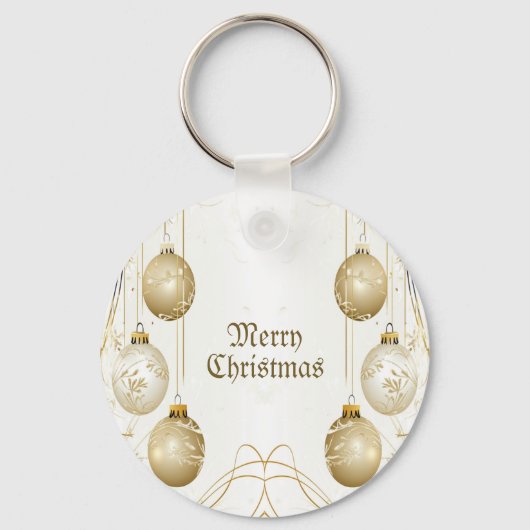 Golden Ornament Kerstfeest Elegant Sleutelhanger (Voorkant)