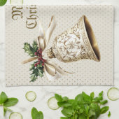 Golden Ornament Kerstfeest Elegant Theedoek (Gevouwen)