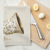 Golden Ornament Kerstfeest Elegant Theedoek (Quarter Fold)