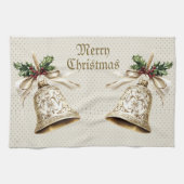 Golden Ornament Kerstfeest Elegant Theedoek (Horizontaal)