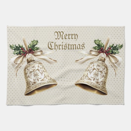 Golden Ornament Kerstfeest Elegant Theedoek (Horizontaal)